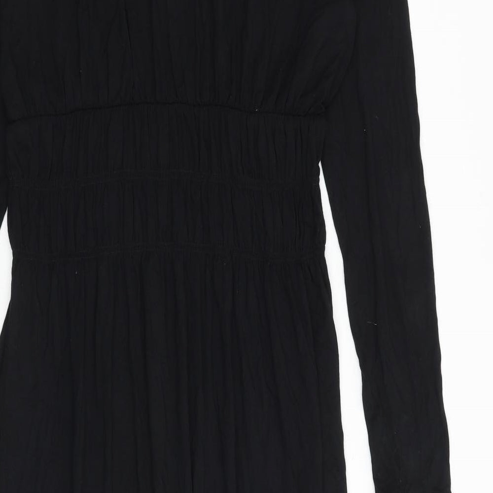 Marks & Spencer Womens Black Viscose A-Line Size 10 Scoop Neck Pullover
