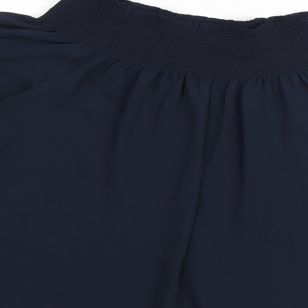 Warehouse Womens Blue Polyester Basic Blouse Size 12 Round Neck