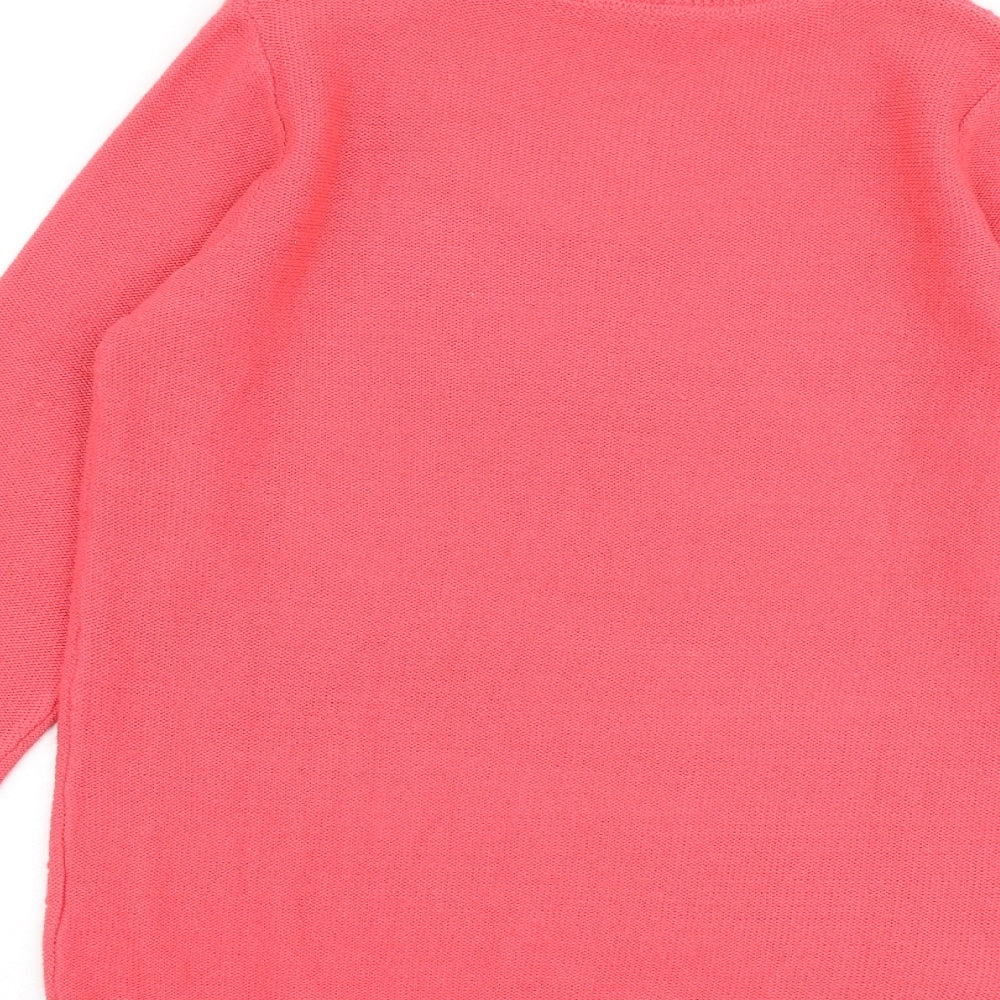 EWM Womens Pink Collared Acrylic Pullover Jumper Size 10 - Size 10-12