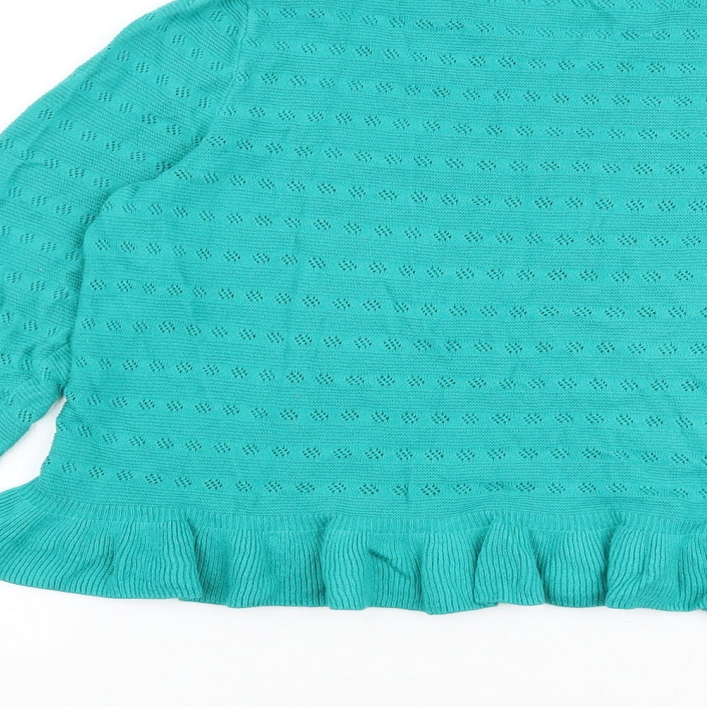 Marks & Spencer Womens Green Crew Neck Viscose Pullover Jumper Size 14