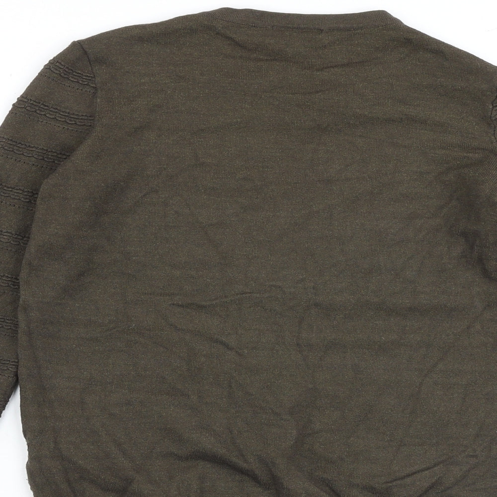 Warehouse Womens Green Crew Neck Viscose Pullover Jumper Size 10 - Textured