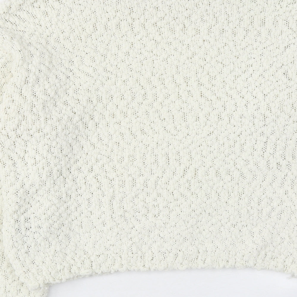 H&M Womens Ivory Round Neck Polyester Pullover Jumper Size 2XS