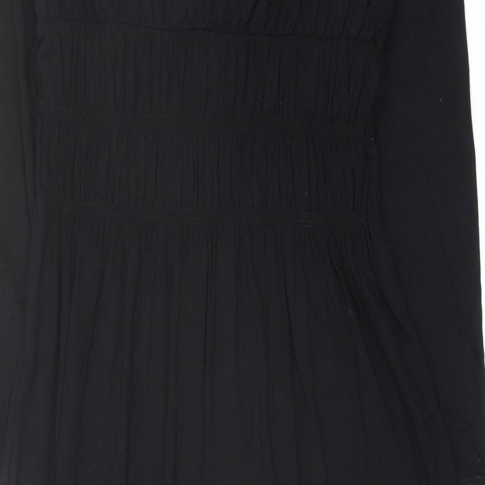 Marks & Spencer Womens Black Viscose A-Line Size 8 Scoop Neck Pullover