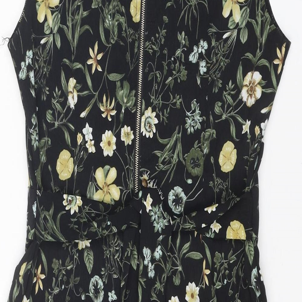 Blue Vanilla Womens Multicoloured Floral Polyester Shift Size 10 Round Neck Zip