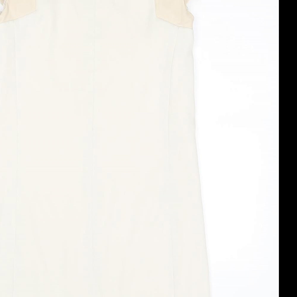Zara Womens Ivory Polyester A-Line Size XS Round Neck Zip