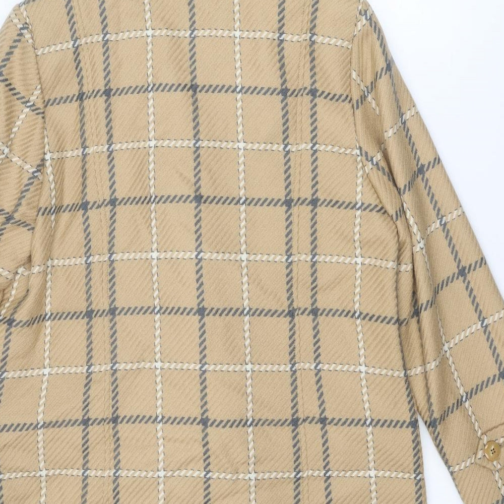 LUCIA Womens Beige Check Overcoat Coat Size 14 Button