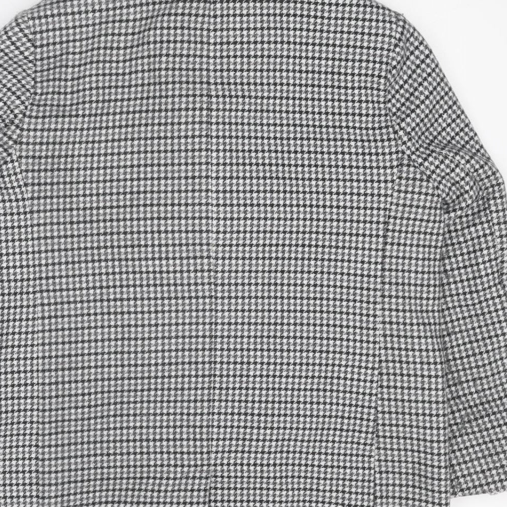 Marks & Spencer Womens Grey Geometric Pea Coat Coat Size 16 Buckle