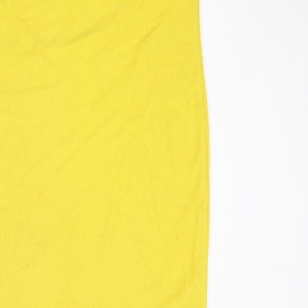 H&M Womens Yellow Polyester Mini Size L Sweetheart Pullover - Strapless Ribbed