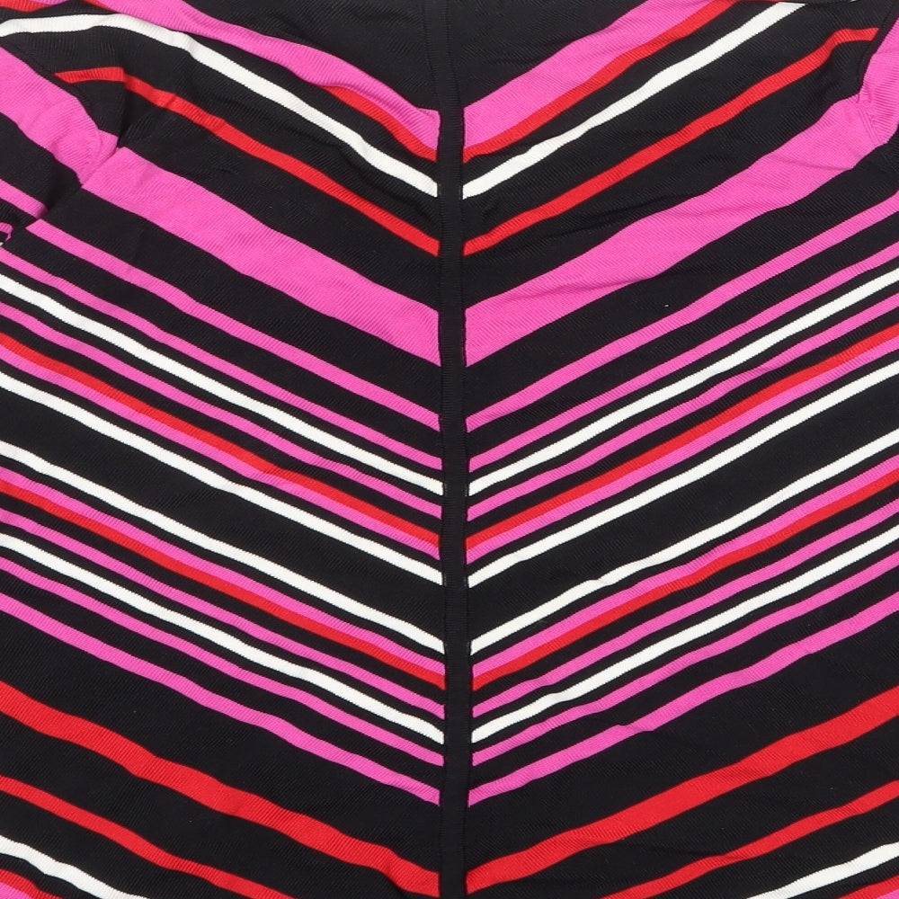 Planet Womens Multicoloured V-Neck Striped Viscose Pullover Jumper Size M