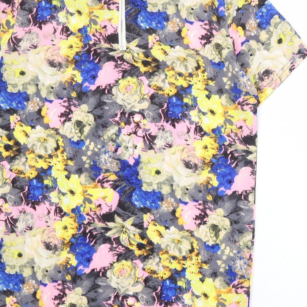 Beloved Womens Multicoloured Floral Polyester Basic T-Shirt Size S Round Neck