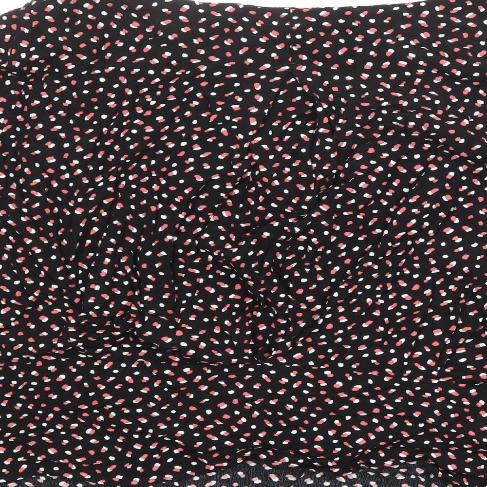 Marks & Spencer Womens Black Geometric Viscose Basic Blouse Size 18 Round Neck
