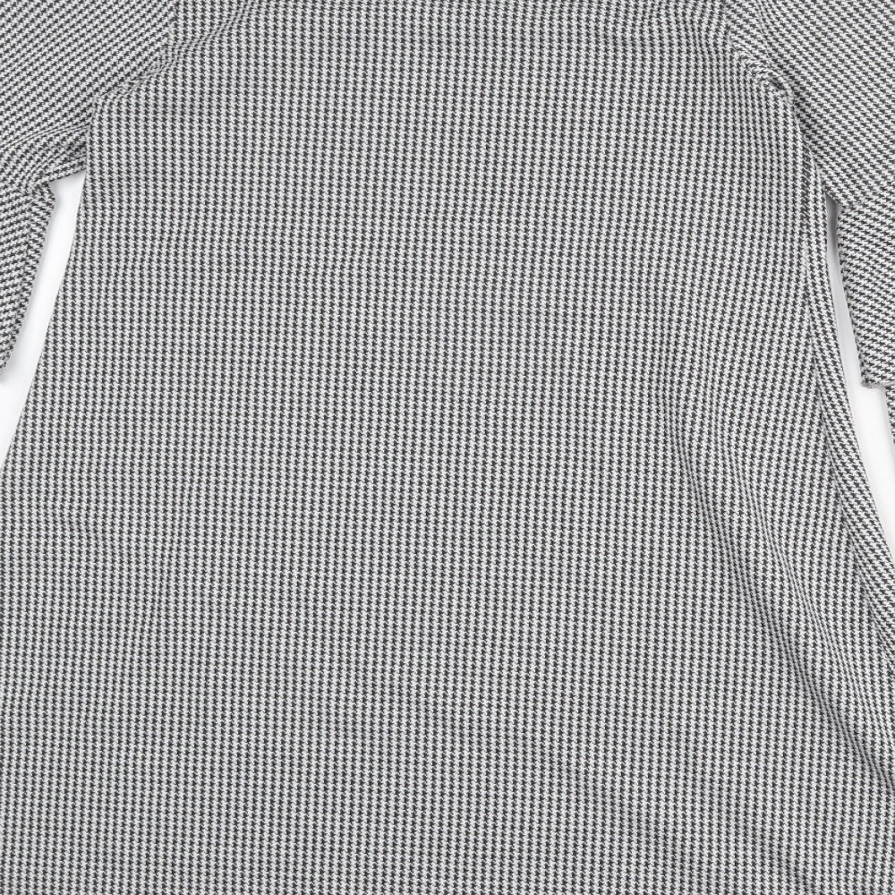 Vasamsi Womens Grey Geometric Polyester A-Line Size 8 Mock Neck Pullover
