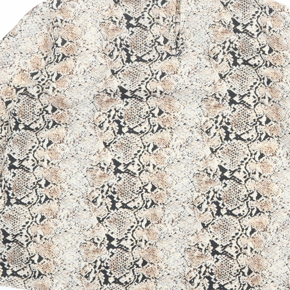 Dorothy Perkins Womens Multicoloured Animal Print Polyester Basic Blouse Size 6 Mock Neck - Snake Print