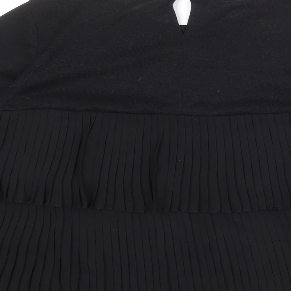 Blue Vanilla Womens Black Round Neck Polyester Pullover Jumper Size S