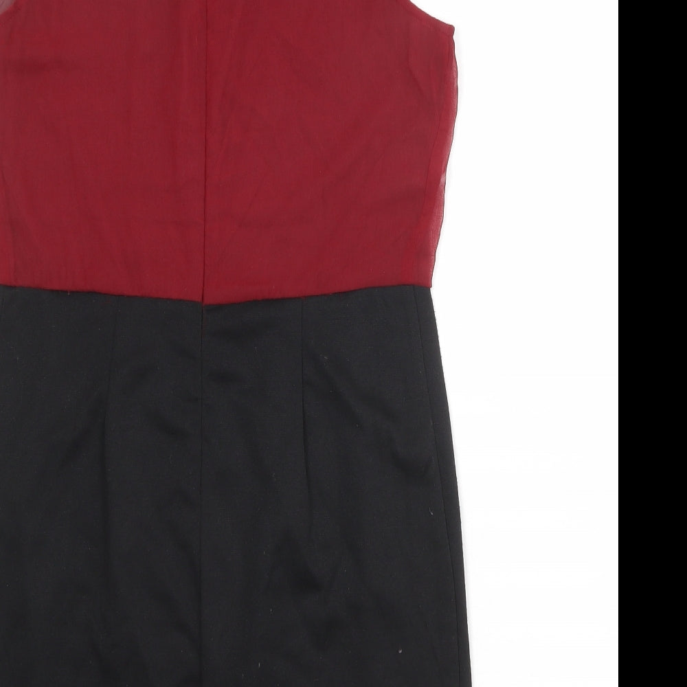 Purple Womens Black Colourblock Polyester Shift Size 8 Boat Neck Zip
