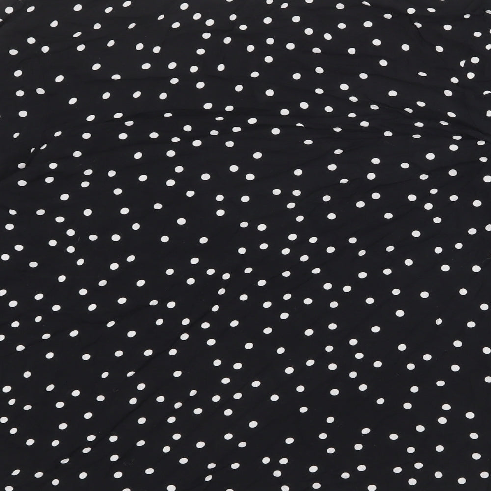 NEXT Womens Black Polka Dot Polyester Basic Blouse Size 10 Boat Neck - Ruffle Sleeve