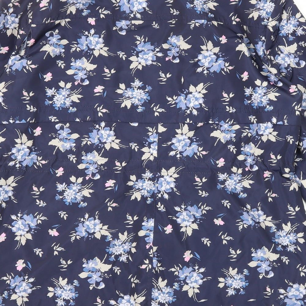 M&Co Womens Blue Floral Jacket Size 8 Zip