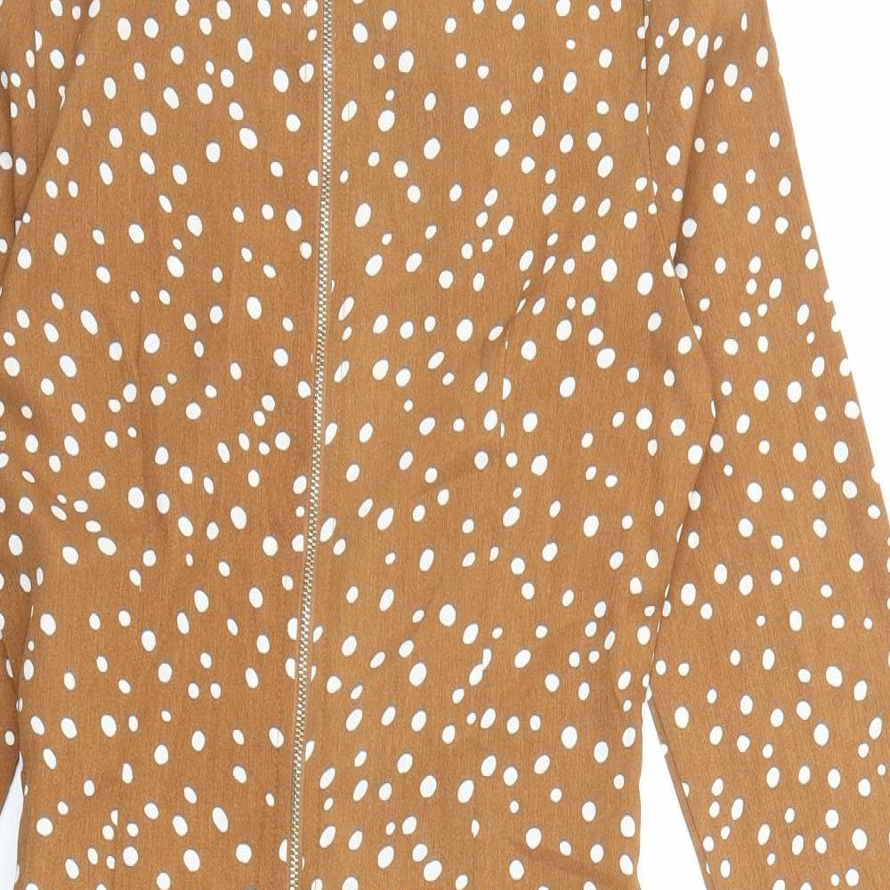 Blue Vanilla Womens Brown Polka Dot Polyester Pencil Dress Size 10 Boat Neck Zip - Spotted