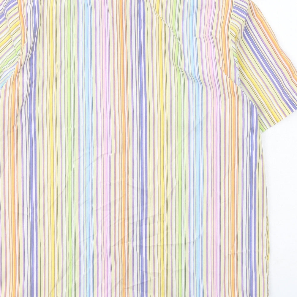 Damart Womens Multicoloured Striped Polyester Basic Button-Up Size 12 Collared