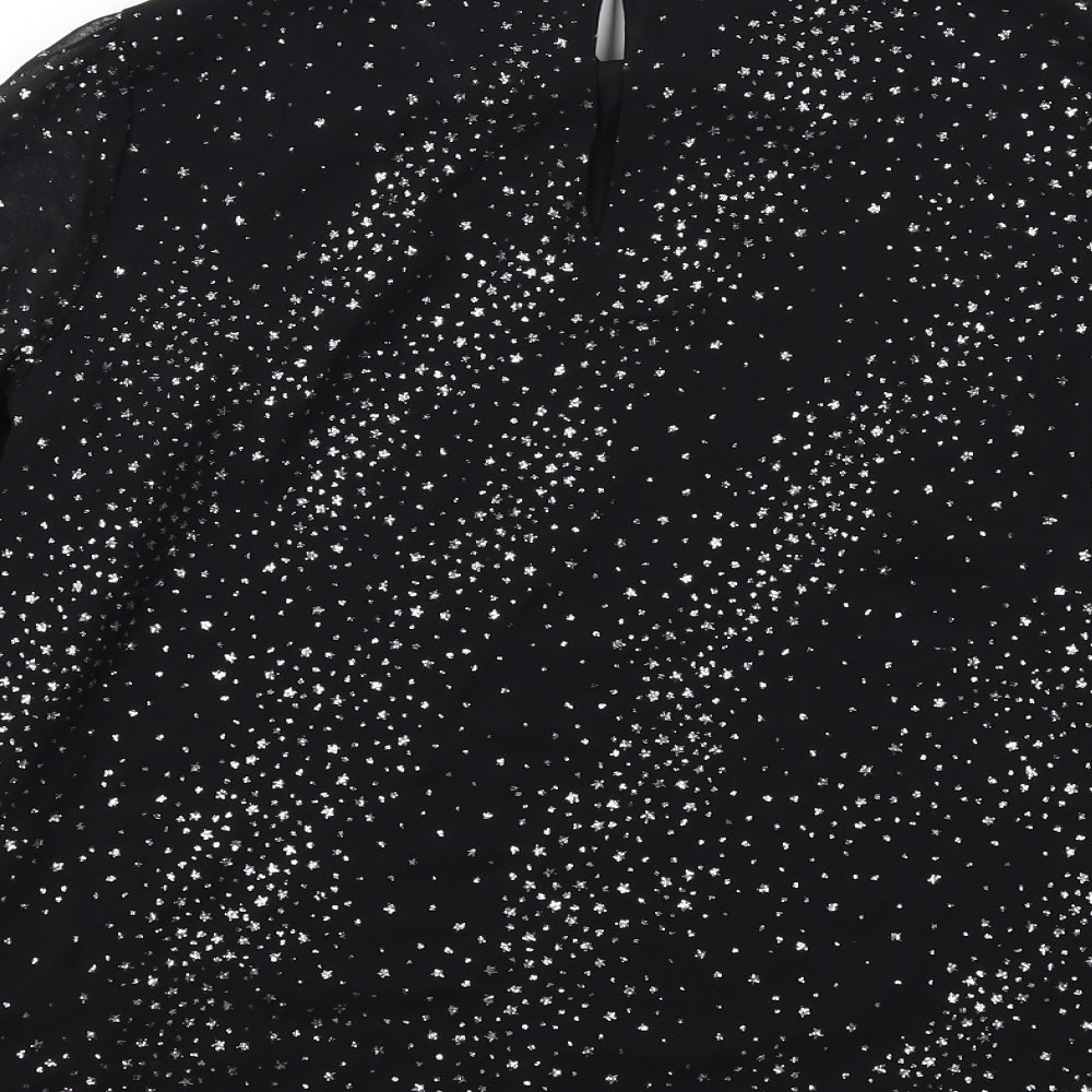 Oasis Womens Black Polyester Basic Blouse Size 6 Mock Neck