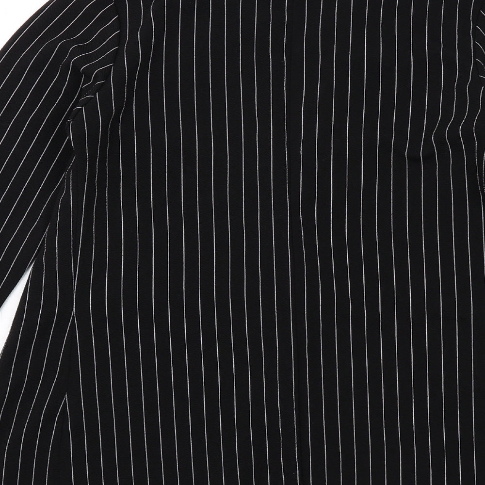 PRETTYLITTLETHING Womens Black Striped Jacket Blazer Size S