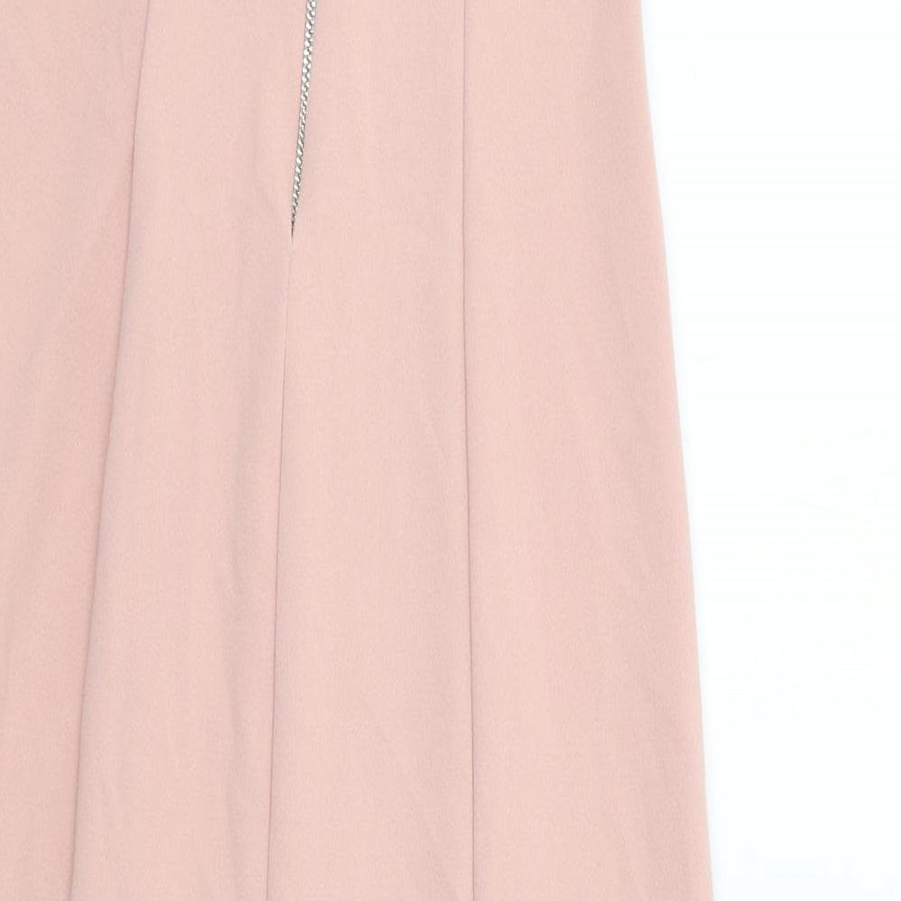 Zara Womens Pink Polyester Shift Size S Off the Shoulder Zip
