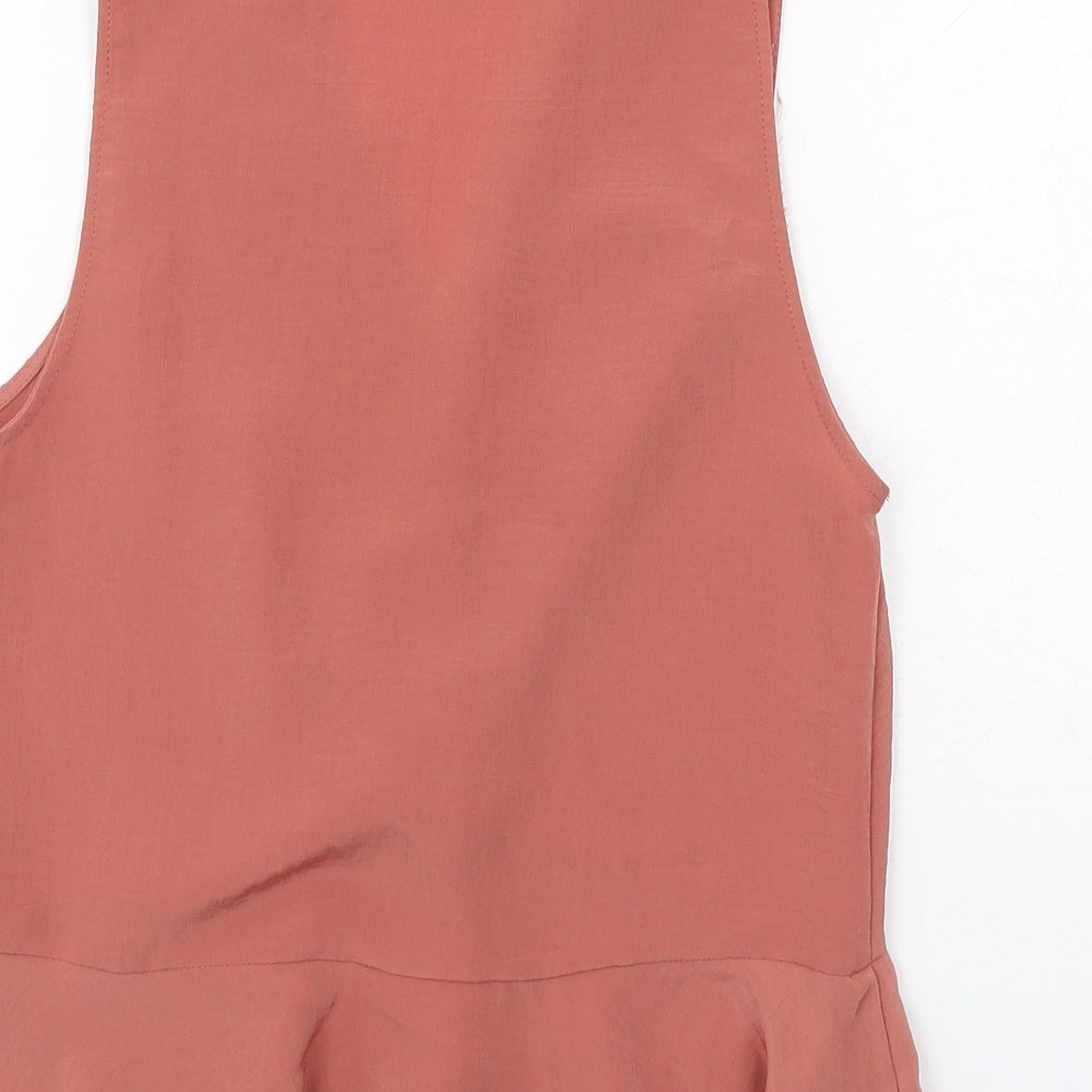 River Island Womens Pink Polyester Basic Blouse Size 10 V-Neck