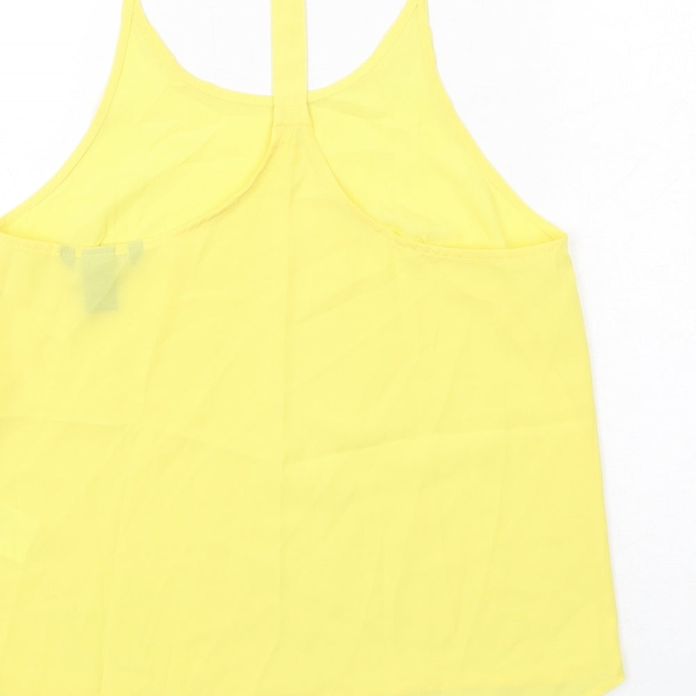 H&M Womens Yellow Polyester Basic Tank Size 6 Round Neck
