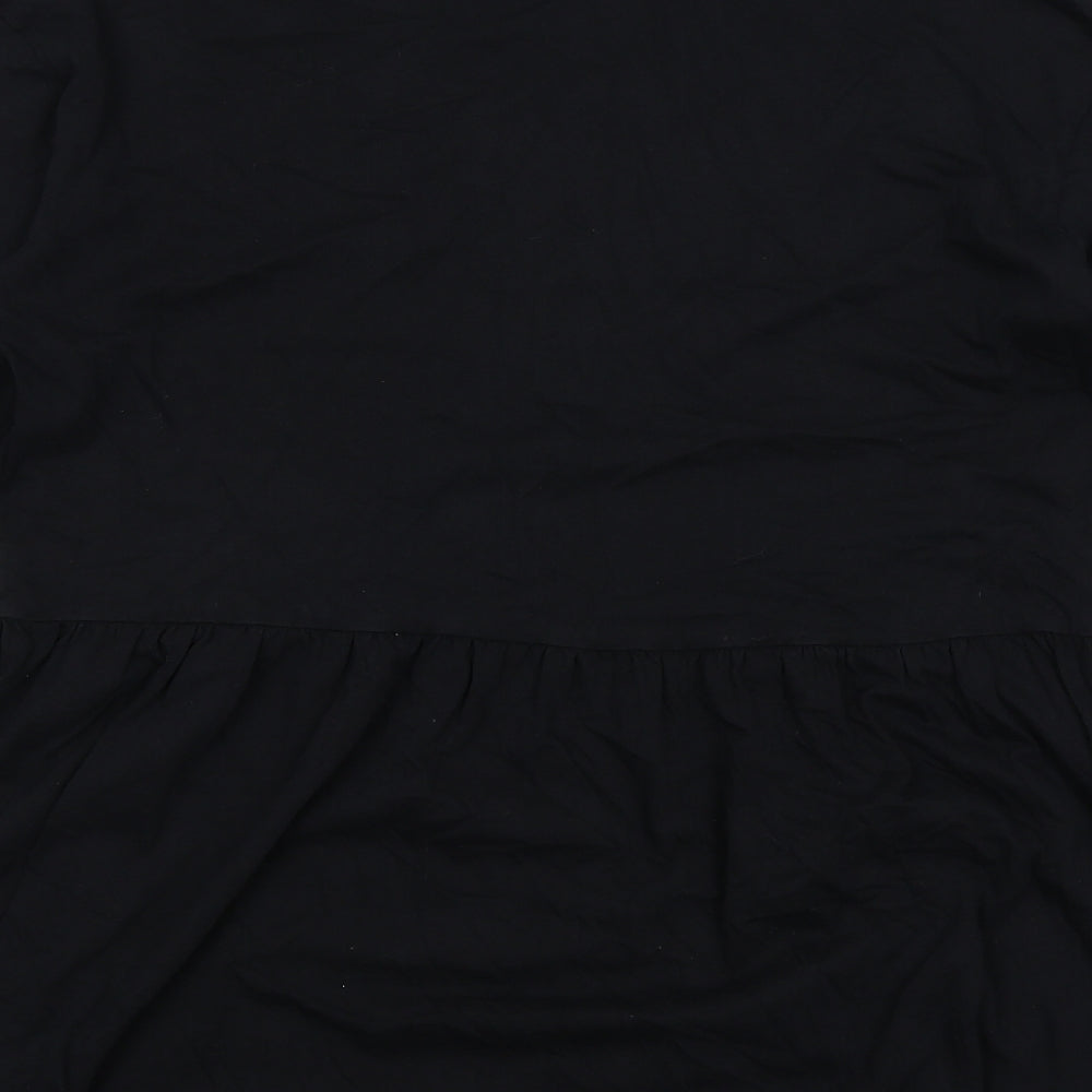 ASOS Womens Black Cotton Jumper Dress Size 12 Mock Neck Pullover