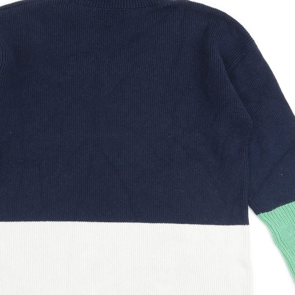 Marks and Spencer Womens Multicoloured Mock Neck Cotton Pullover Jumper Size XS