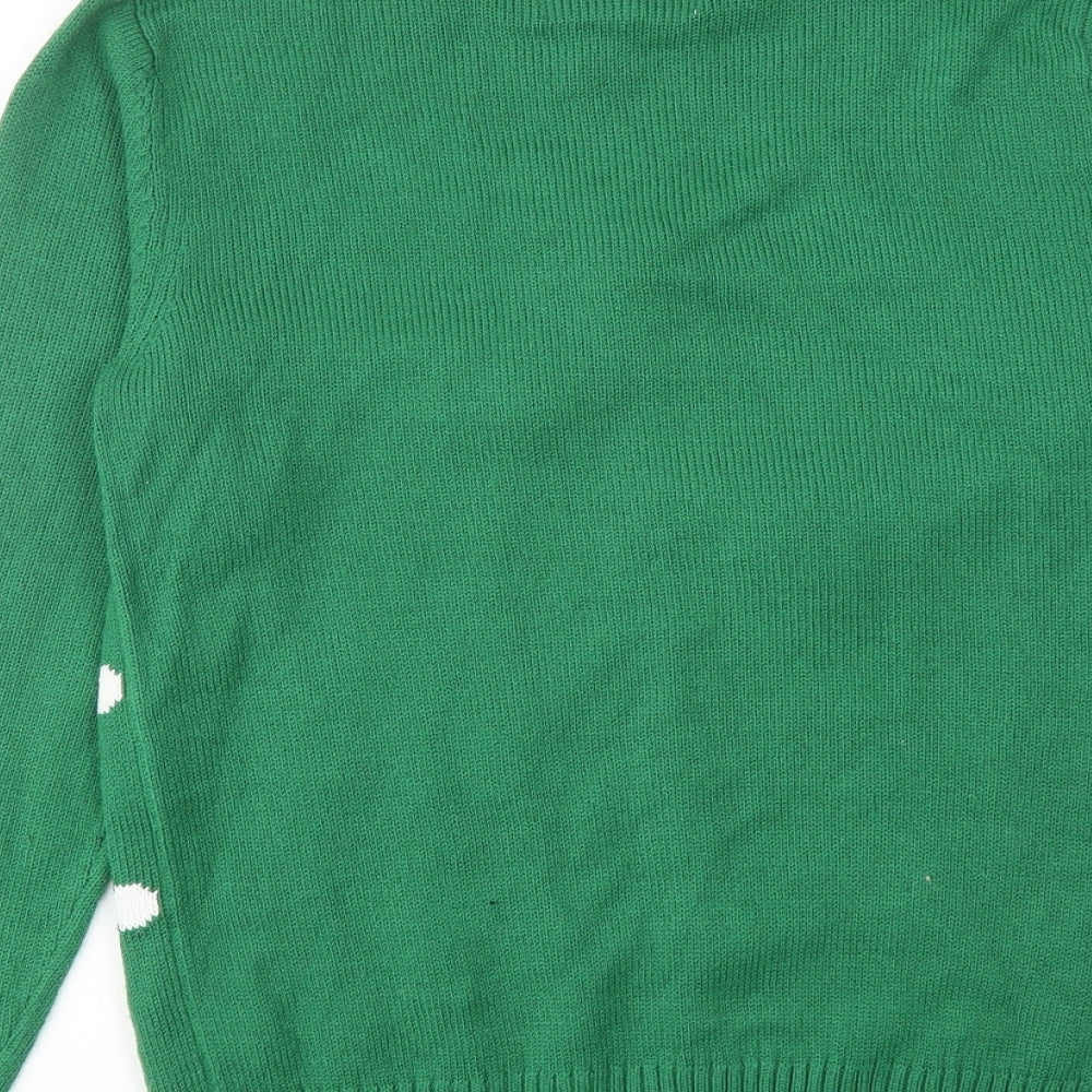 Next Mens Green Roll Neck Acrylic Pullover Jumper Size S Long Sleeve - Santa Claus Christmas