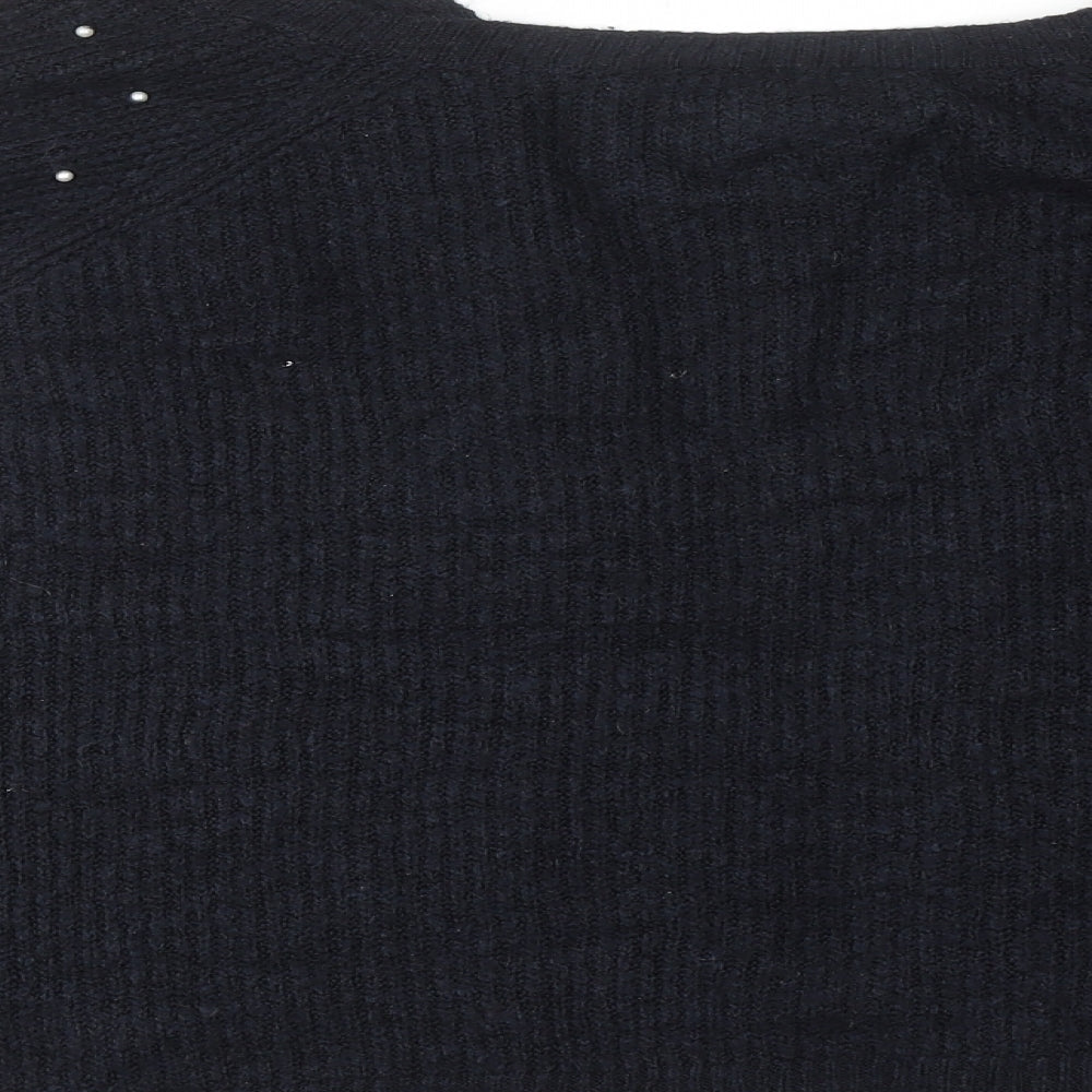 Marks & Spencer Womens Blue V-Neck Acrylic Cardigan Jumper Size XL