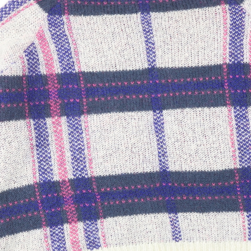 H&M Womens Purple Round Neck Geometric Acrylic Pullover Jumper Size XL
