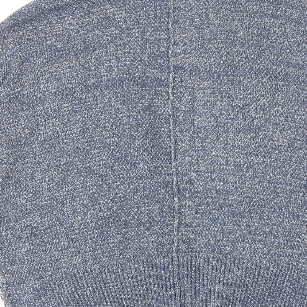 VILA Womens Blue V-Neck Geometric Cotton Cardigan Jumper Size S