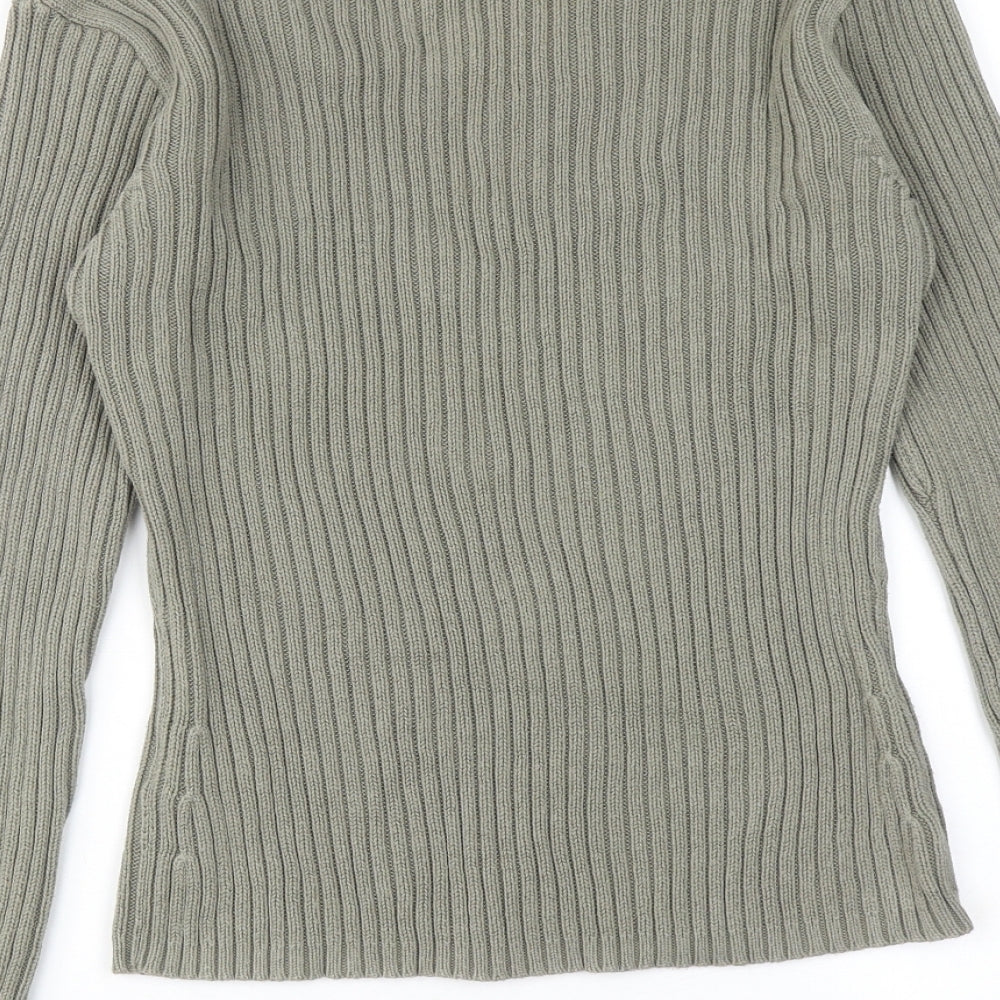 NAF NAF Womens Green V-Neck Cotton Pullover Jumper Size L
