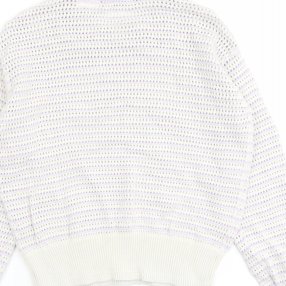 Marks & Spencer Womens Purple Round Neck Cotton Pullover Jumper Size S