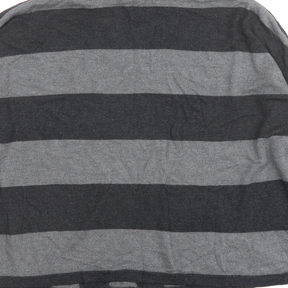 Mango Womens Grey Round Neck Geometric Viscose Pullover Jumper Size M