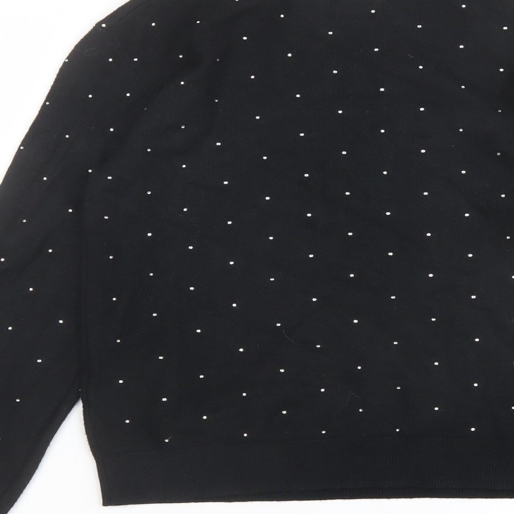 Marks & Spencer Womens Black Round Neck Viscose Pullover Jumper Size XS