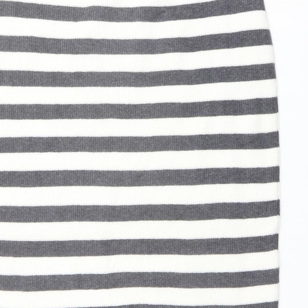 Marks & Spencer Womens Grey Striped Viscose Straight & Pencil Skirt Size L