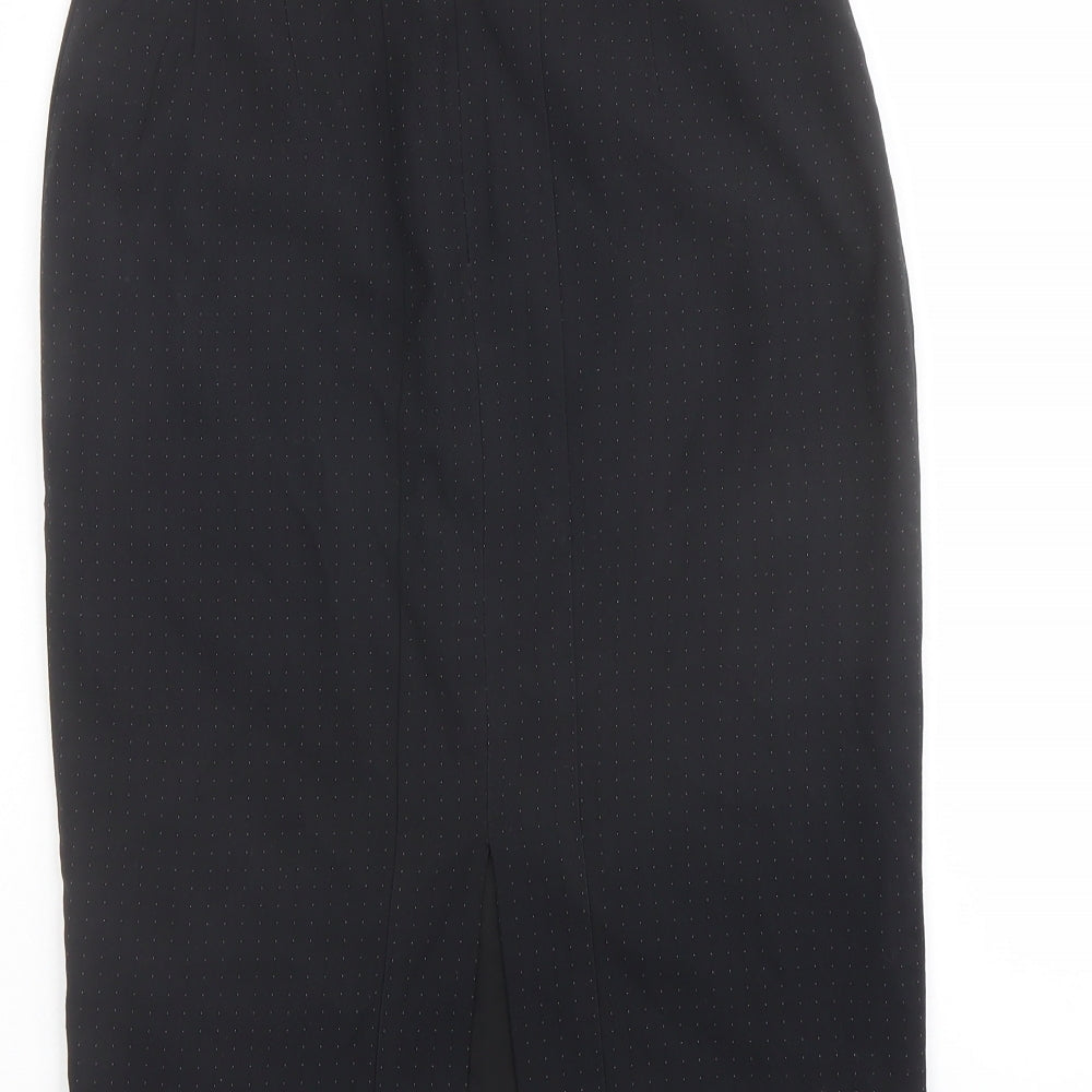 Warehouse Womens Black Polka Dot Polyester A-Line Skirt Size 6 Zip