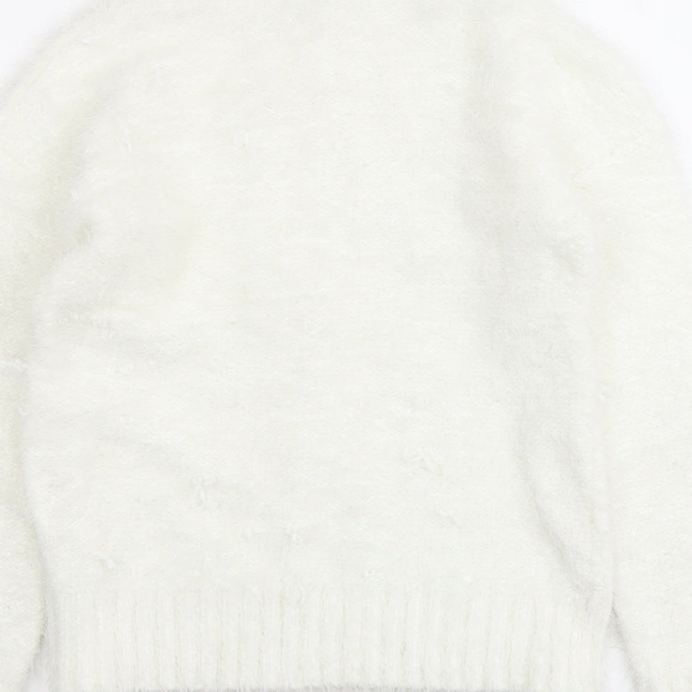 Select Womens Ivory Mock Neck Polyester Pullover Jumper Size L