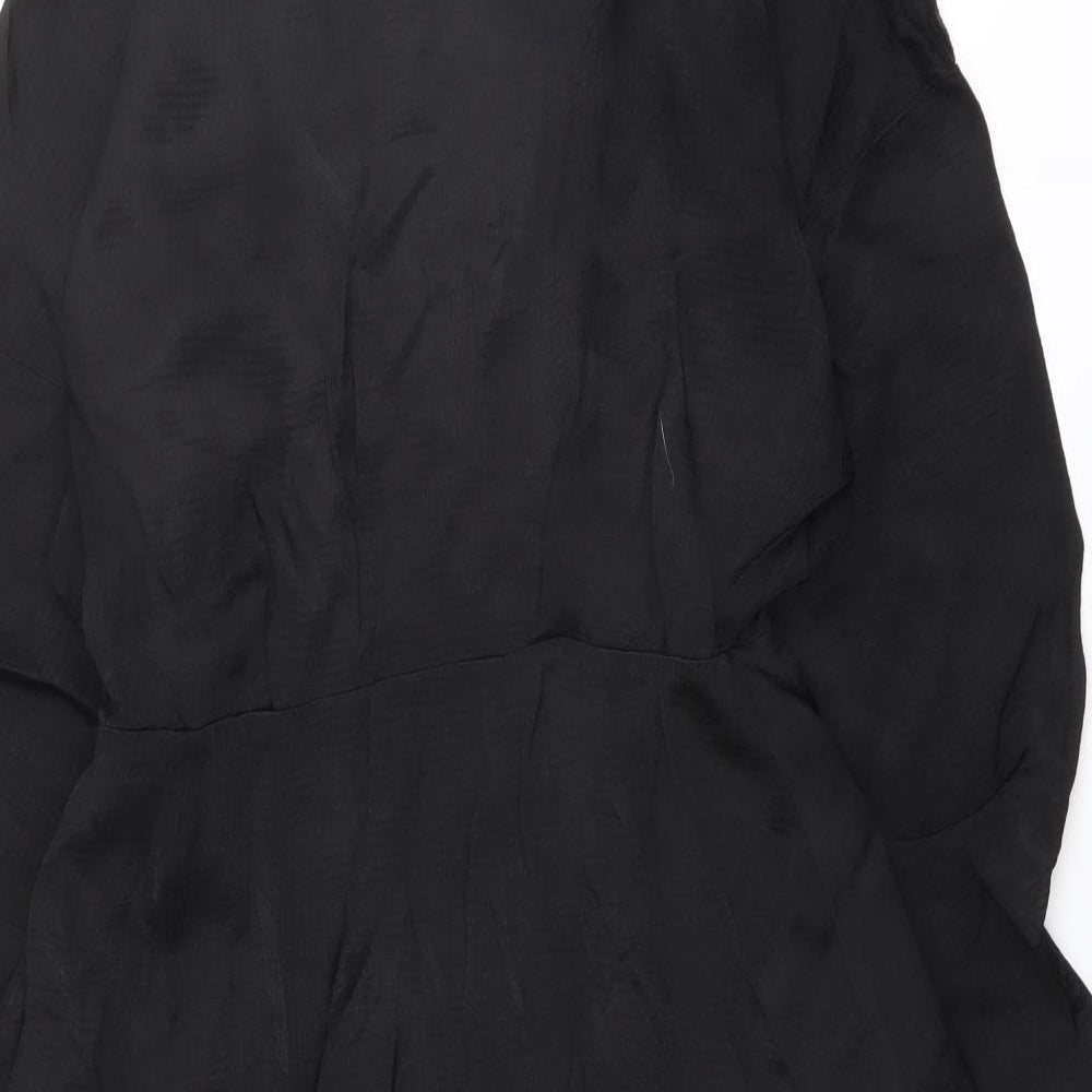 Zara Womens Black Polyester Wrap Dress Size S V-Neck Pullover