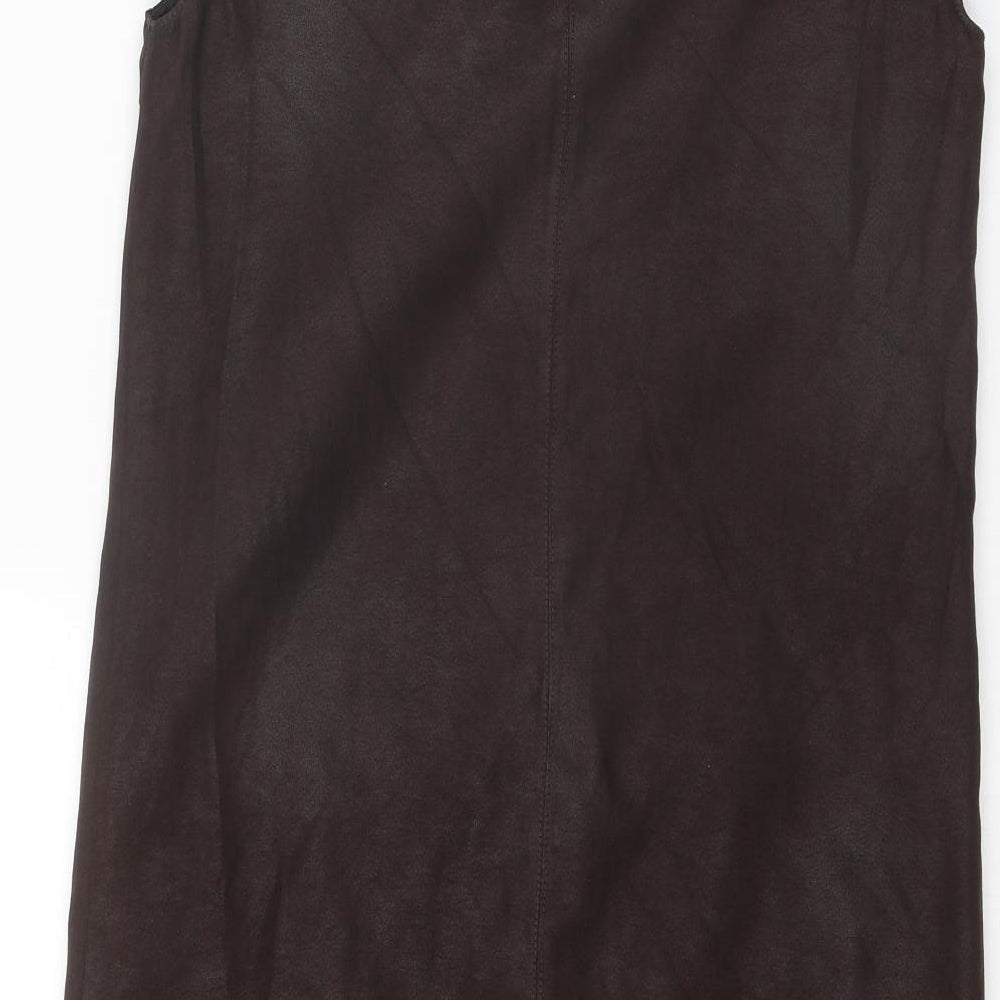 Zara Womens Brown Polyester Shift Size S Round Neck Pullover