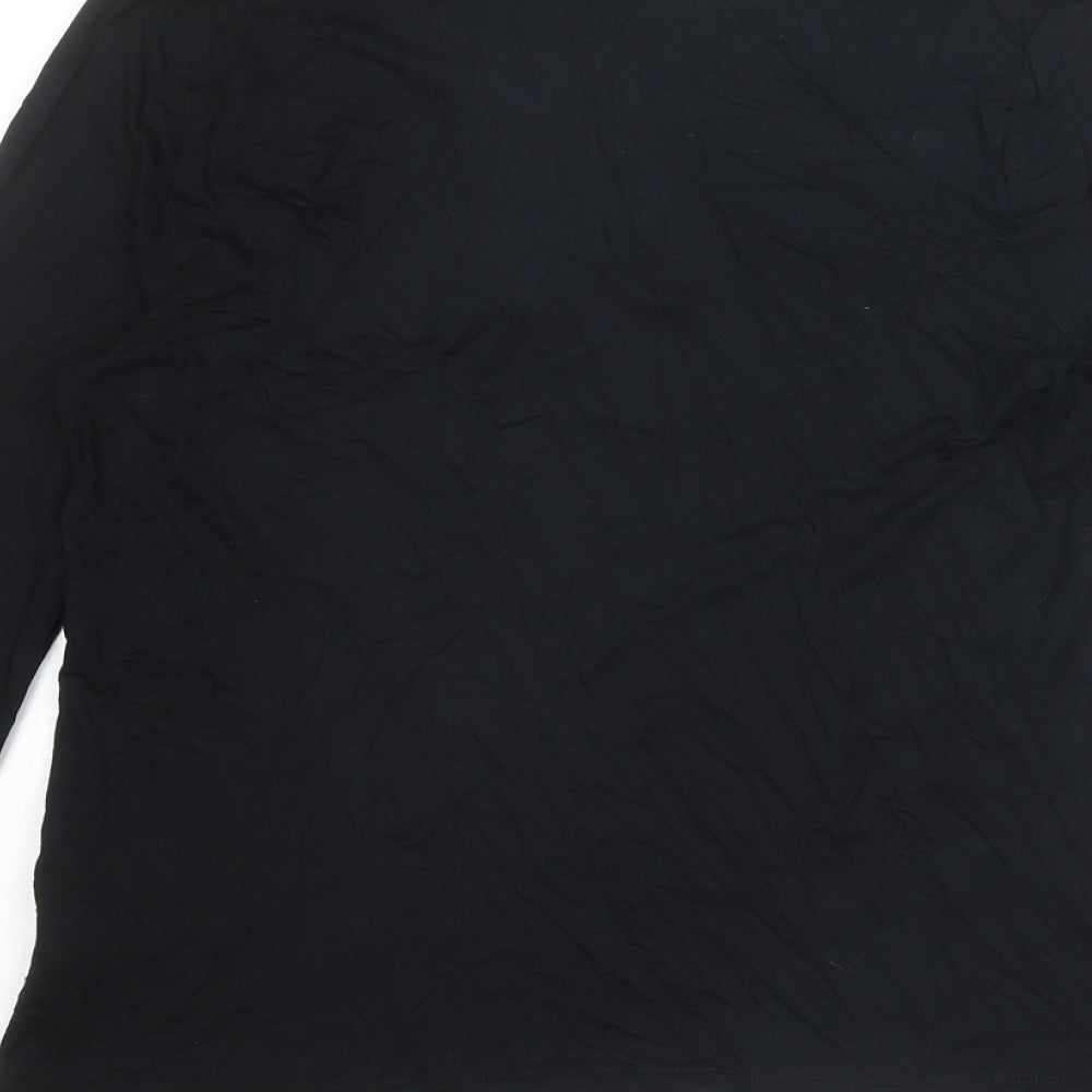 Marks & Spencer Womens Black Viscose Basic T-Shirt Size 8 V-Neck