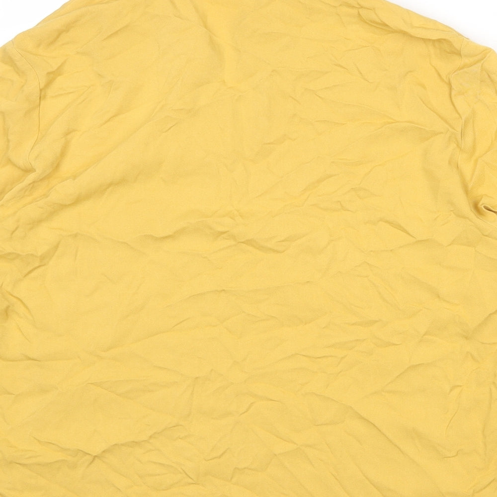 Mona Womens Yellow Viscose Basic Button-Up Size 16 Collared