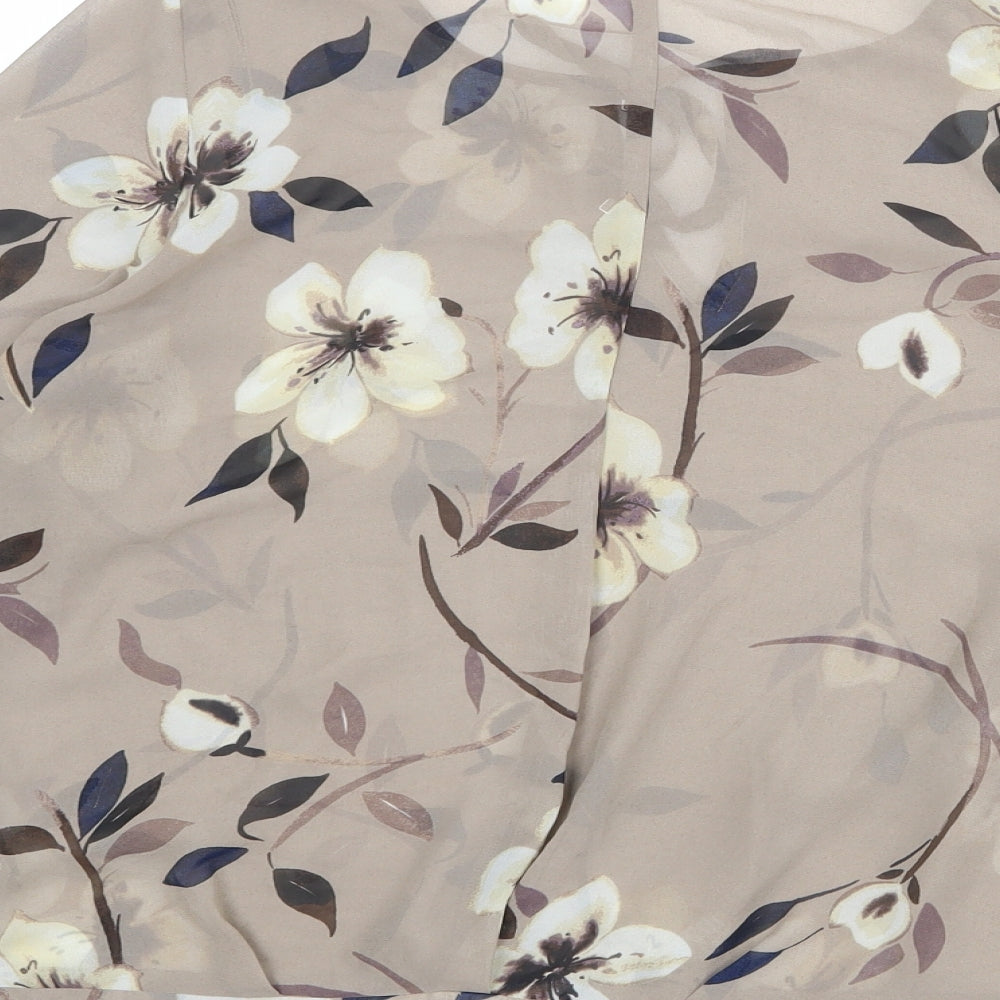 NEXT Womens Brown Floral Polyester Basic Blouse Size 14 Roll Neck
