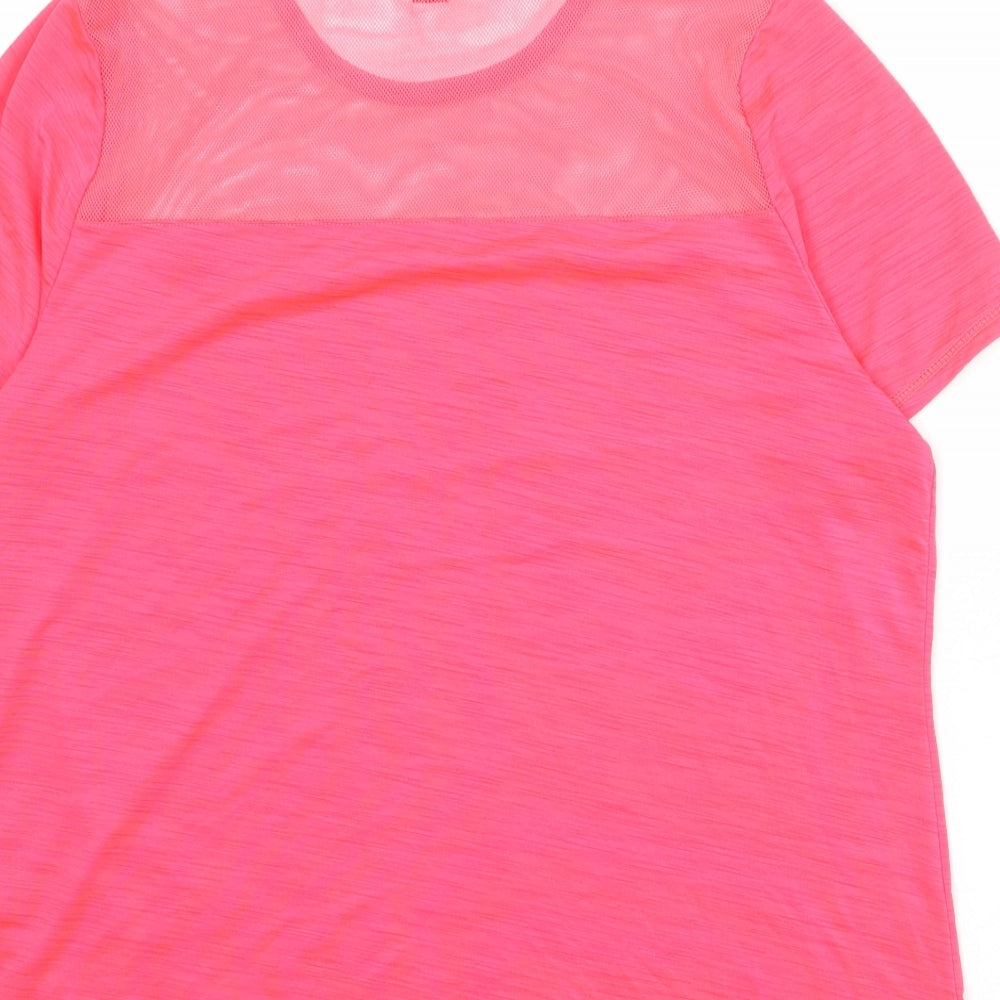 NEXT Womens Pink Polyester Basic T-Shirt Size 14 Round Neck - Mesh Neckline