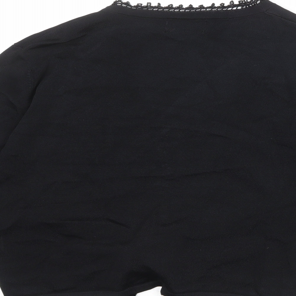 Kaliko Womens Black V-Neck Viscose Wrap Jumper Size 12