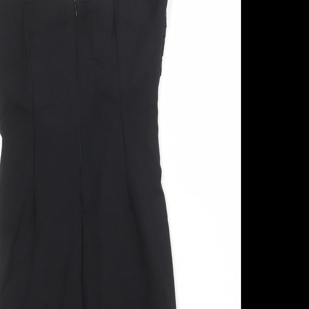 Misspap Womens Black Polyester Mini Size 6 Sweetheart Zip