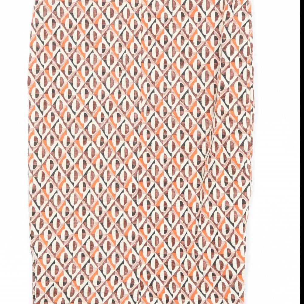 Zara Womens Multicoloured Geometric Polyester Straight & Pencil Skirt Size S
